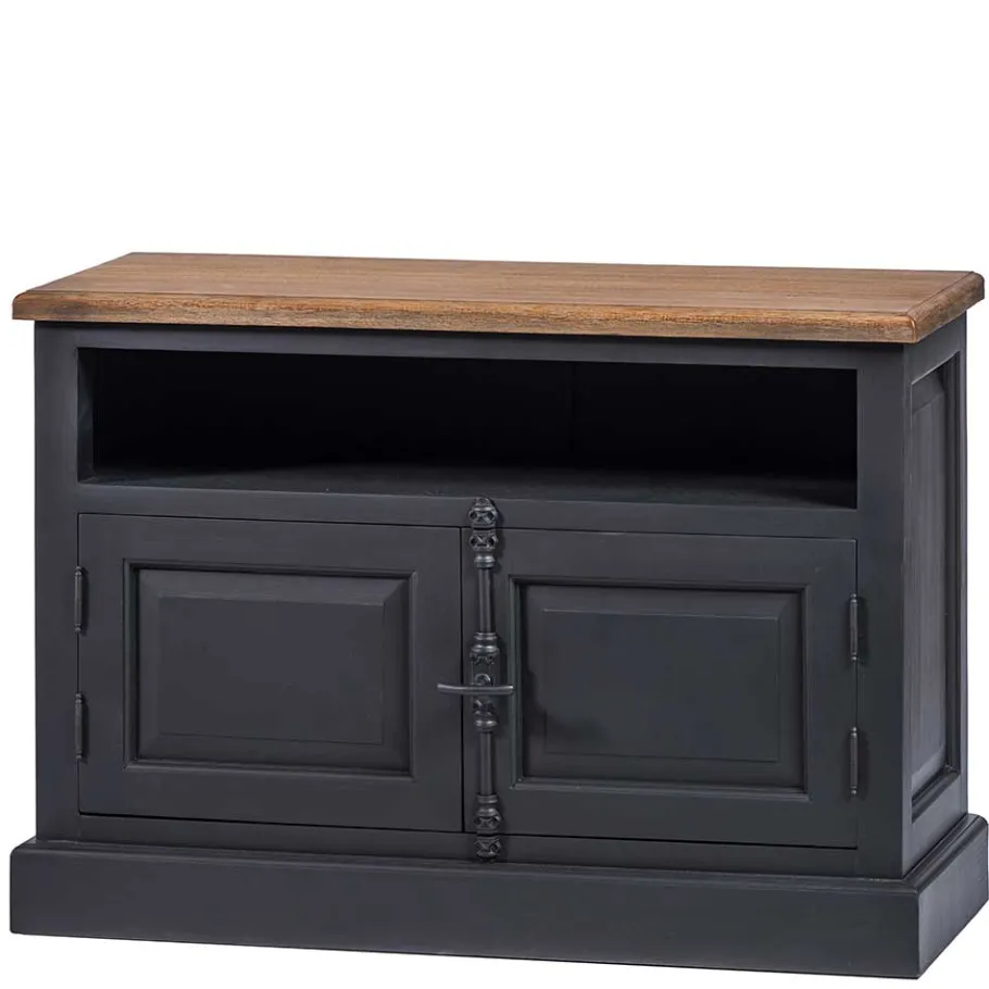 Wohnen 100x70x40 TV Kommode in Schwarz & Teak - Niovan