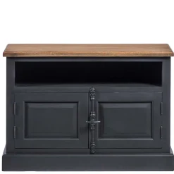 Wohnen 100x70x40 TV Kommode in Schwarz & Teak - Niovan