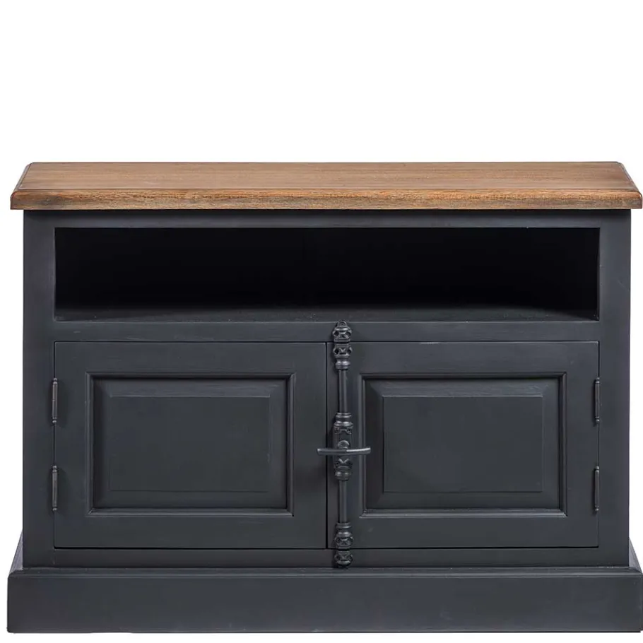 Wohnen 100x70x40 TV Kommode in Schwarz & Teak - Niovan