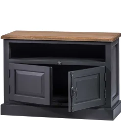 Wohnen 100x70x40 TV Kommode in Schwarz & Teak - Niovan
