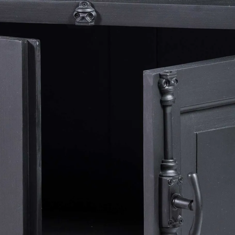 Wohnen 100x70x40 TV Kommode in Schwarz & Teak - Niovan