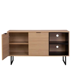 Sale Wohnen 140x76x40 TV Phonoschrank in Eiche & Schwarz - Brausca