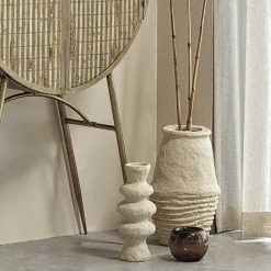 New Wohnen 30x45x30 Vase in Cremeweiß aus Pappmasche - Valamengo