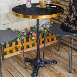 Outlet Wohnen 57x71x57 Vintage Bistrotisch aus Marmor in Schwarz - Mally
