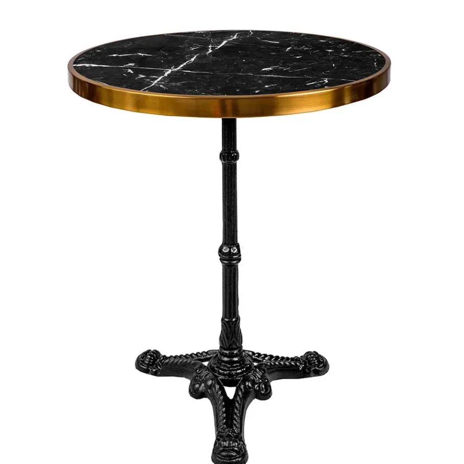 Outlet Wohnen 57x71x57 Vintage Bistrotisch aus Marmor in Schwarz - Mally