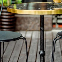 Outlet Wohnen 57x71x57 Vintage Bistrotisch aus Marmor in Schwarz - Mally