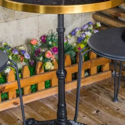 Outlet Wohnen 57x71x57 Vintage Bistrotisch aus Marmor in Schwarz - Mally