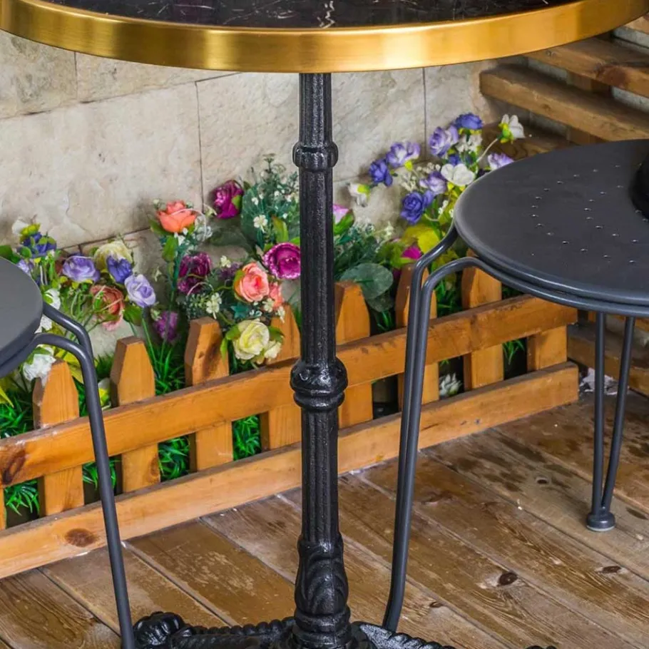 Outlet Wohnen 57x71x57 Vintage Bistrotisch aus Marmor in Schwarz - Mally