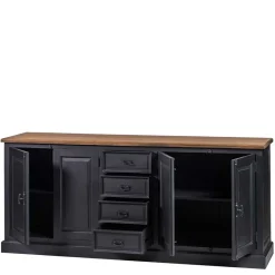 Hot Wohnen 220x96x53 Vintage Design Anrichte in Schwarz - Niovan