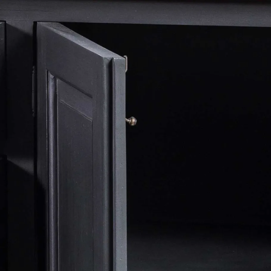 Hot Wohnen 220x96x53 Vintage Design Anrichte in Schwarz - Niovan