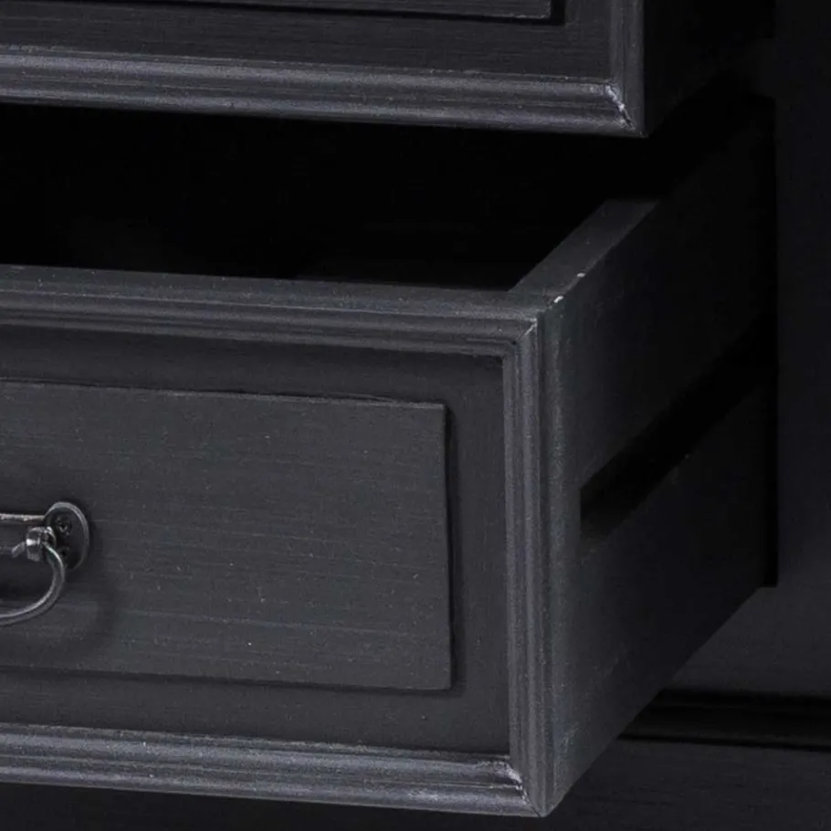 Hot Wohnen 220x96x53 Vintage Design Anrichte in Schwarz - Niovan