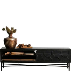 Outlet Wohnen 160x50x45 Vintage Design Lowboard in Schwarz - Illestra