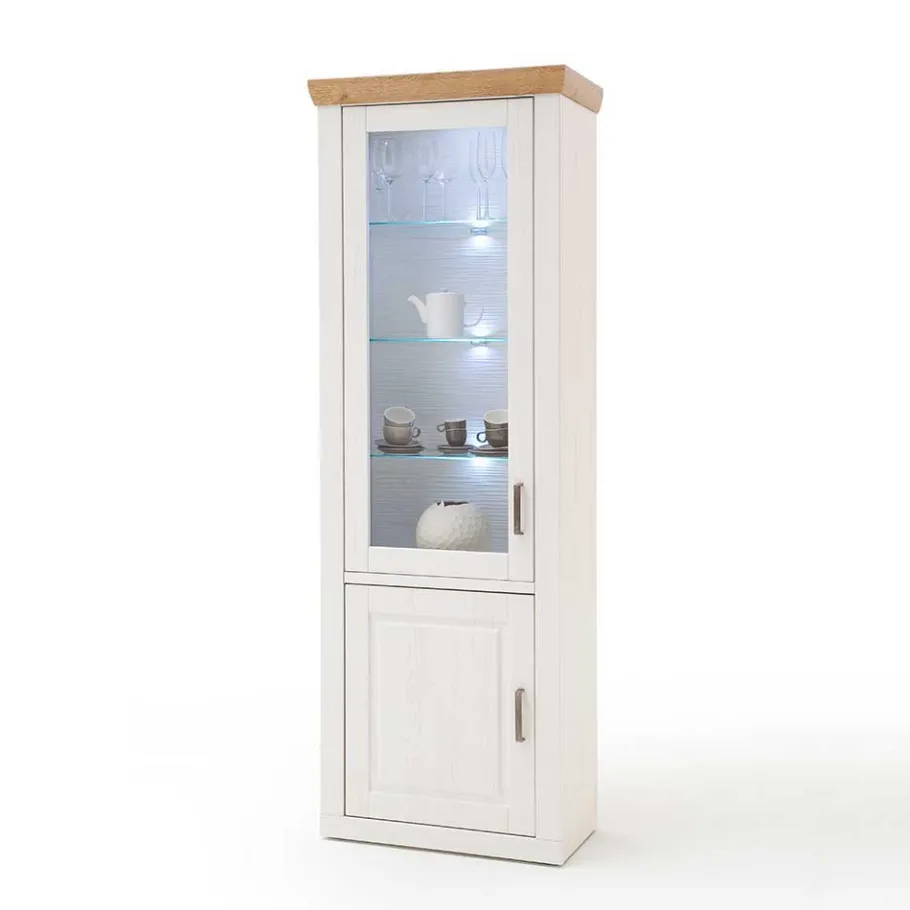 New Wohnen 73x210x40 Vitrine - modernes Landhaus - Samula