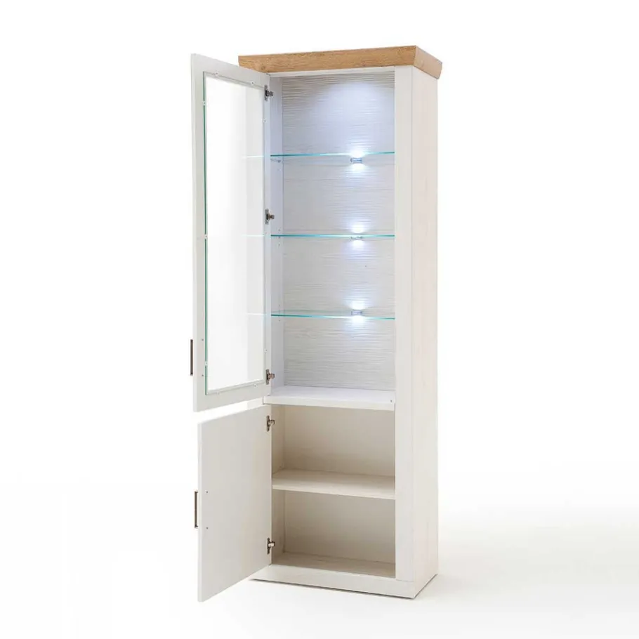 New Wohnen 73x210x40 Vitrine - modernes Landhaus - Samula