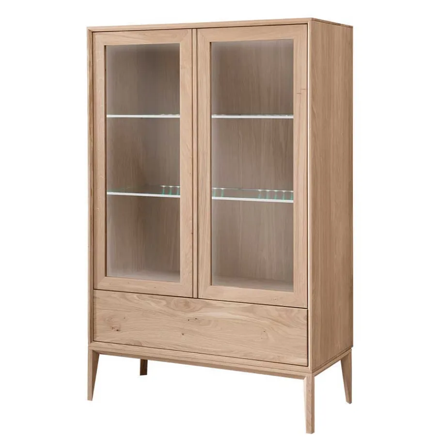 Best Wohnen 90x140x42 Vitrine mit Doppeltür und Schublade - Lamia