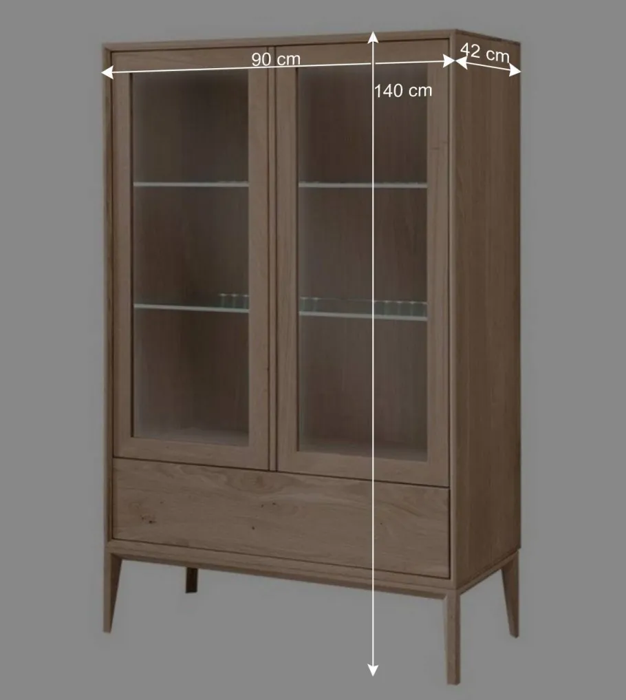 Best Wohnen 90x140x42 Vitrine mit Doppeltür und Schublade - Lamia