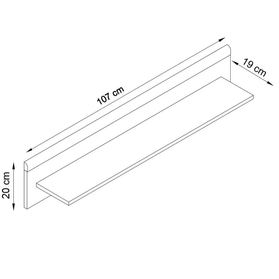 Best Wohnen 107x20x19 Wand Regal in Weiß & Eichefarben - Cablos