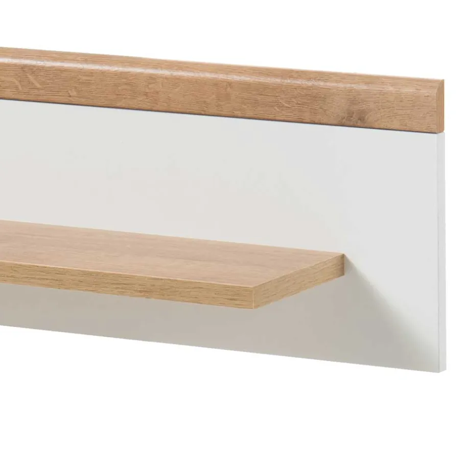 Best Wohnen 107x20x19 Wand Regal in Weiß & Eichefarben - Cablos
