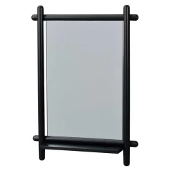 Outlet Wohnen 52x74x12 Wandspiegel in Schwarz Eichenrahmen rund - Evlinu