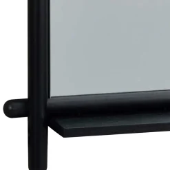 Outlet Wohnen 52x74x12 Wandspiegel in Schwarz Eichenrahmen rund - Evlinu