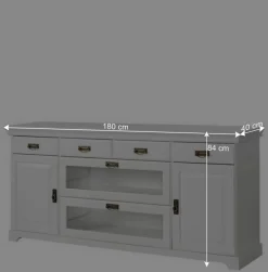 Discount Wohnen 180x84x40 Weißes Sideboard - Landhaus modern - Akbelev