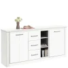 Outlet Wohnen 170x82x35 Weißes Sideboard auf Sockel - Enzetra