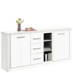 Outlet Wohnen 170x82x35 Weißes Sideboard auf Sockel - Enzetra