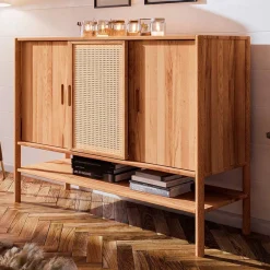 Best Wohnen 142x101x46 Wildbuche Sideboard mit drei Schiebetüren - Indrya