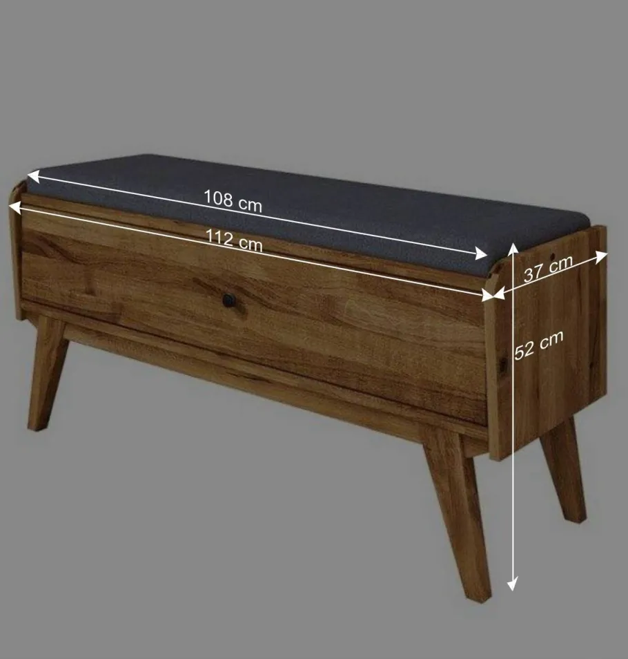 Sale Wohnen 112x52x37 Wildeiche Bank mit Klappe - Hardus
