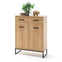 Clearance Wohnen 81x104x38 Wildeiche Dekor Kommode 2-türig - Truvisas