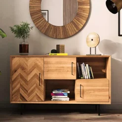 Best Wohnen 144x80x45 Wildeiche Schrank 3-türig & 3 Fächer - Kerfa