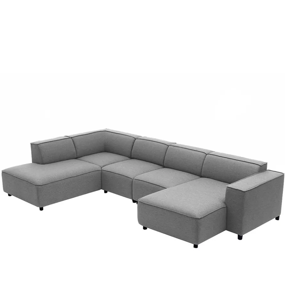 Clearance Wohnen 324x70x195 Wohnlandschaft in Hellgrau - Brianco