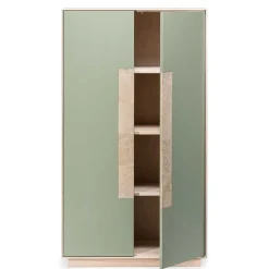Outlet Wohnen 90x120x45 Wohnzimmer Highboard in Grau & Buche - Ajevos