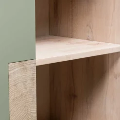 Outlet Wohnen 90x120x45 Wohnzimmer Highboard in Grau & Buche - Ajevos