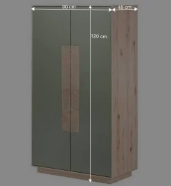 Outlet Wohnen 90x120x45 Wohnzimmer Highboard in Grau & Buche - Ajevos