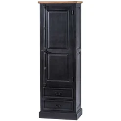 Wohnen 61x180x42 Wohnzimmer Schrank in Schwarz & Teak - Niovan