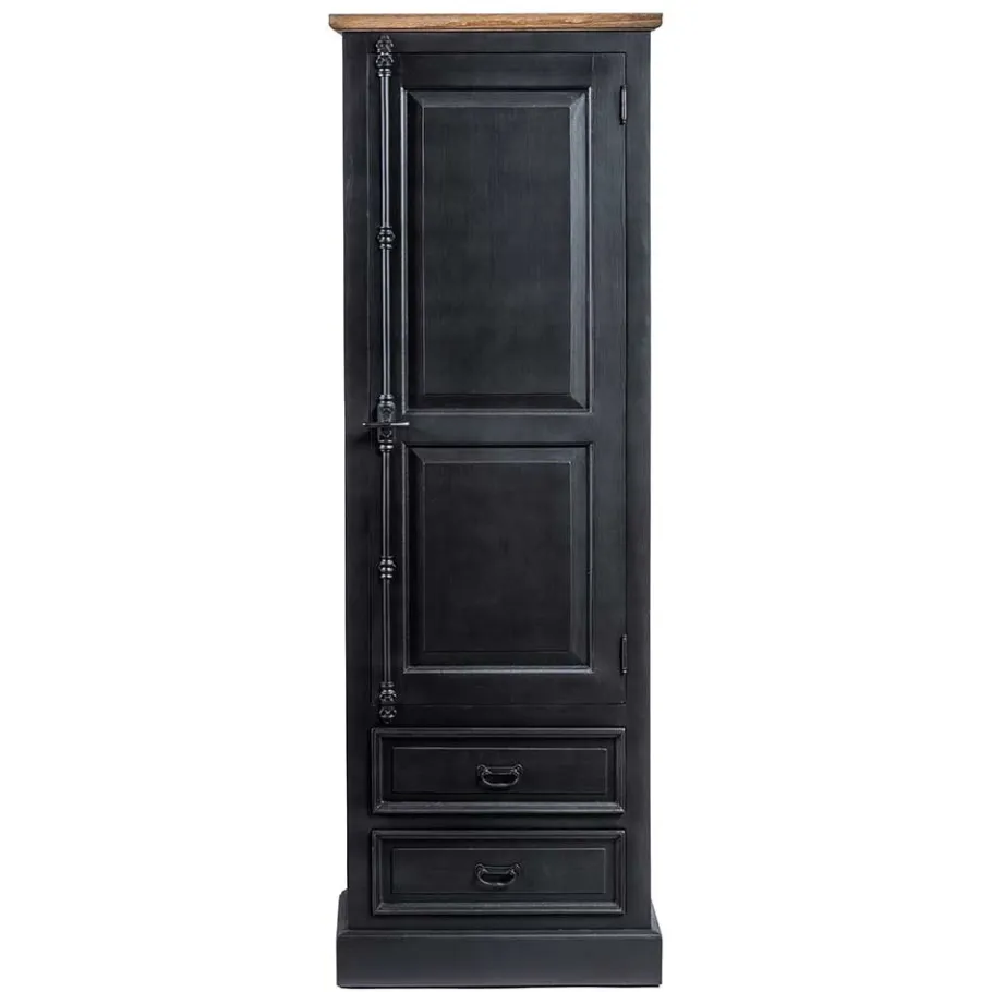 Wohnen 61x180x42 Wohnzimmer Schrank in Schwarz & Teak - Niovan