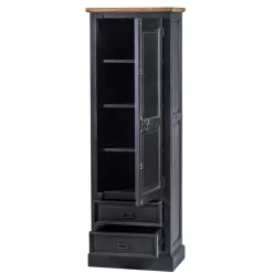 Wohnen 61x180x42 Wohnzimmer Schrank in Schwarz & Teak - Niovan