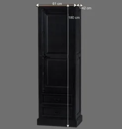 Wohnen 61x180x42 Wohnzimmer Schrank in Schwarz & Teak - Niovan