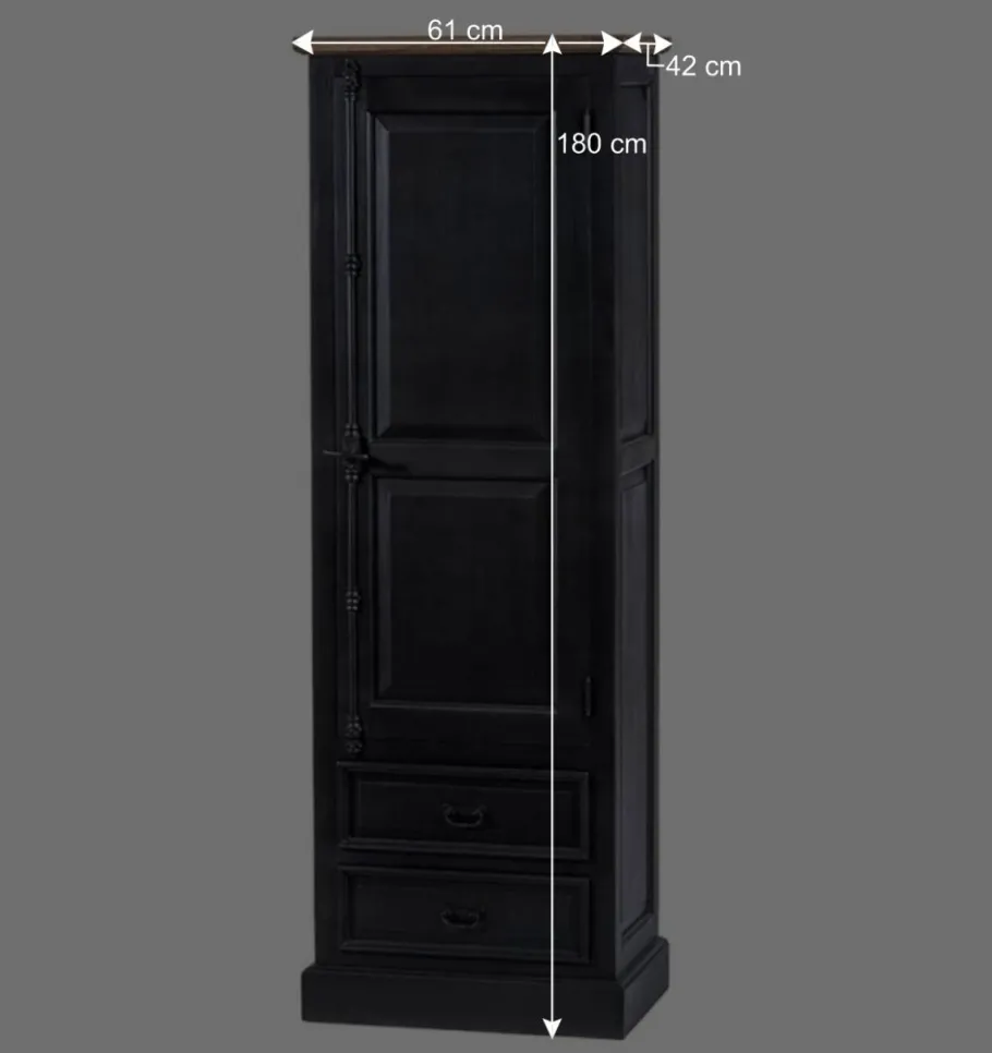 Wohnen 61x180x42 Wohnzimmer Schrank in Schwarz & Teak - Niovan