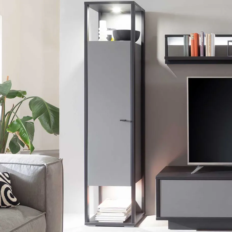 Clearance Wohnen 40x178x37 Wohnzimmer Schrank in Grau & Anthrazit - Ridona I