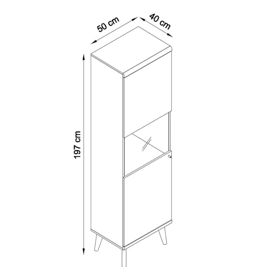 Best Wohnen 50x197x40 Wohnzimmer Schrank mit Glas - Cablos I