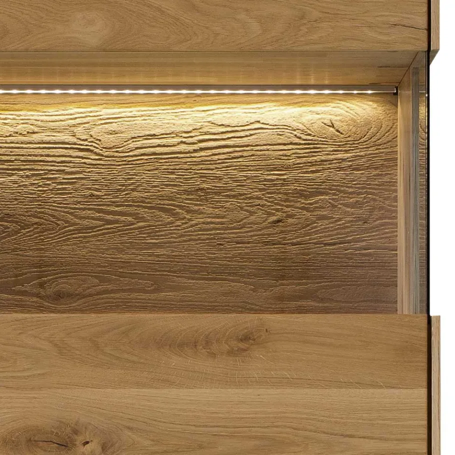 Clearance Wohnen 63x208x44 Wohnzimmer Vitrine aus Wildeiche massiv - Obinson