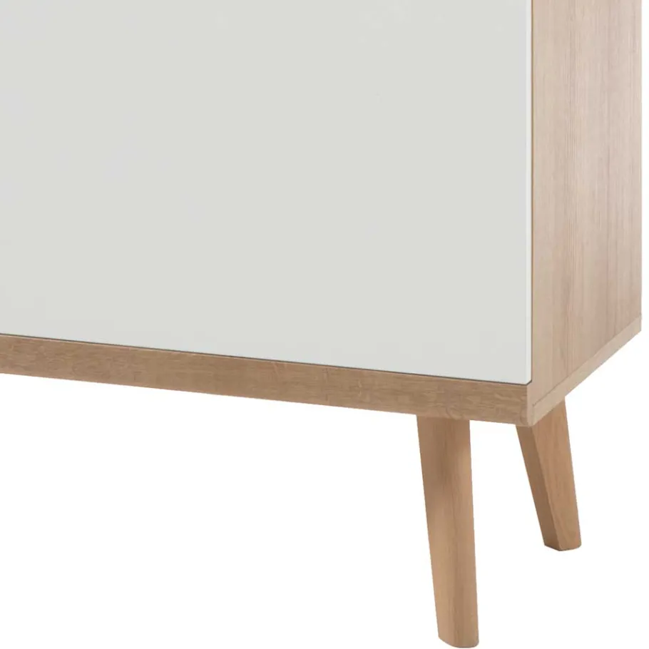 Clearance Wohnen 90x134x40 Wohnzimmerschrank in Weiß & Eiche - Cablos