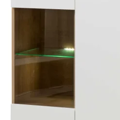 Clearance Wohnen 90x134x40 Wohnzimmerschrank in Weiß & Eiche - Cablos