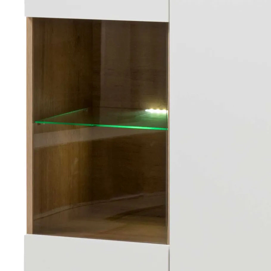 Clearance Wohnen 90x134x40 Wohnzimmerschrank in Weiß & Eiche - Cablos