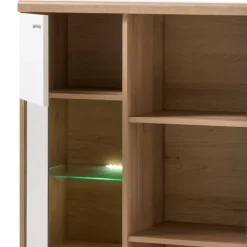 Clearance Wohnen 90x134x40 Wohnzimmerschrank in Weiß & Eiche - Cablos
