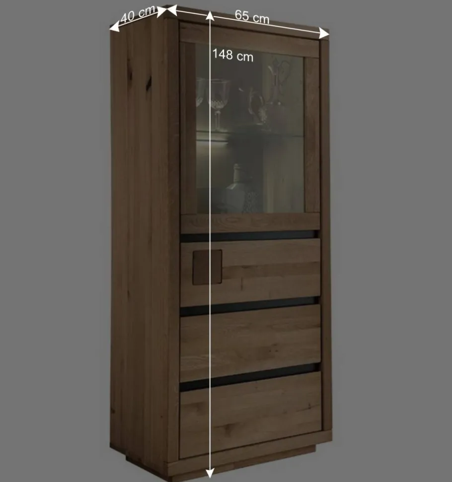 Online Wohnen 65x148x40 Wohnzimmerschrank mit Glastür - Embleys