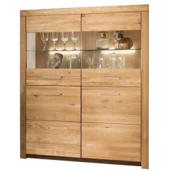 Sale Wohnen 118x141x40 Wohnzimmerschrank mit Glaseinsätzen - Loitons