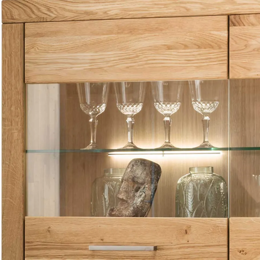 Sale Wohnen 118x141x40 Wohnzimmerschrank mit Glaseinsätzen - Loitons